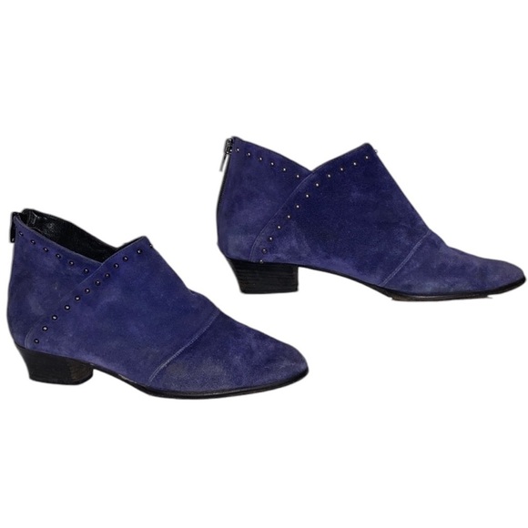 Vero Cuoio Italian Blue Suede Booties Boots 36 6 - Picture 2 of 5